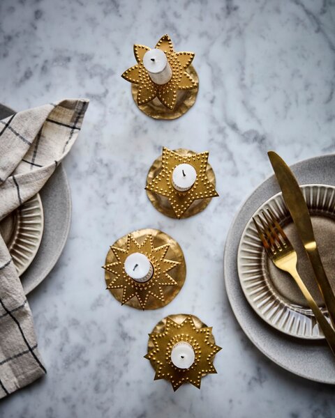 Ochranný krúžok na sviečku Antique Brass – set 4 ks