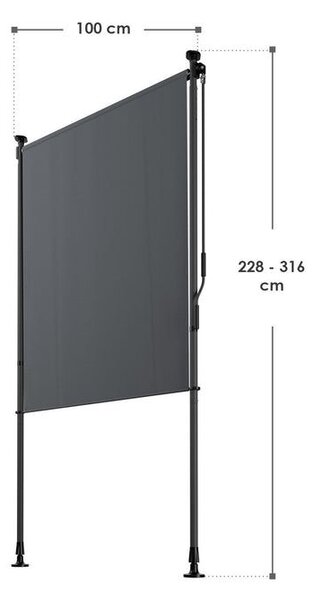 Vertikálna markíza na balkón 100 x 228-316, ochrana proti UV