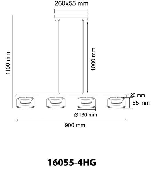 Globo HIGGINS 16055-4HG LED závesné stropné svietidlo GX53 | 330lm | 1800K