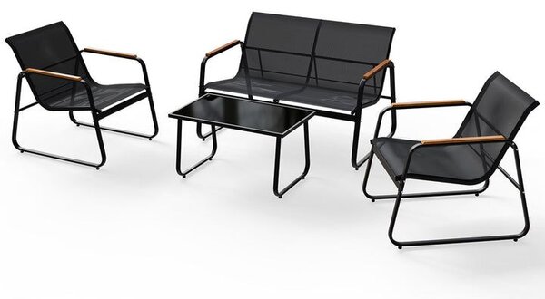 Moderný záhradný set, 2 kreslá, lavice a stôl, antracit