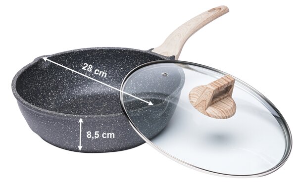 KONDELA Hlboká panvica s pokrievkou, priemer 28 cm, KAROTE