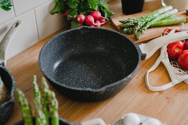 KONDELA Hlboká panvica s pokrievkou, priemer 28 cm, KAROTE