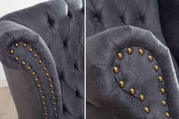Luxusné kreslo Chesterfield sivé Antik