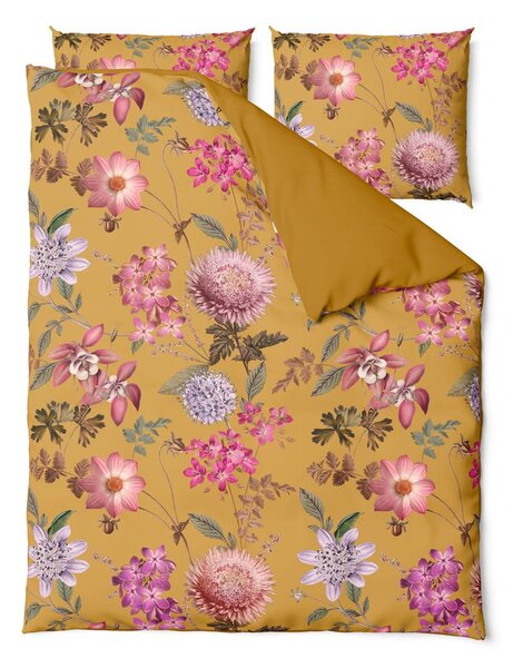 Okrovožlté obliečky na dvojlôžko z bavlneného saténu Selection Blossom, 160 x 220 cm