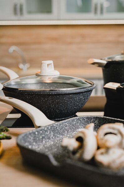 KONDELA WOK panvica s pokrievkou, priemer 30 cm, KAROTE