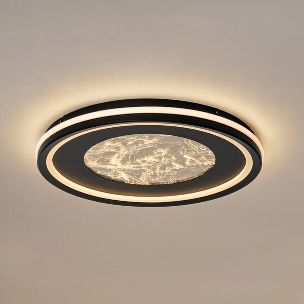 Lucande stropné LED svetlo Tillian, čierna/zlatá, 50 cm, stmievateľné, Čierna, Obývacia izba / jedáleň, kov, Moderný