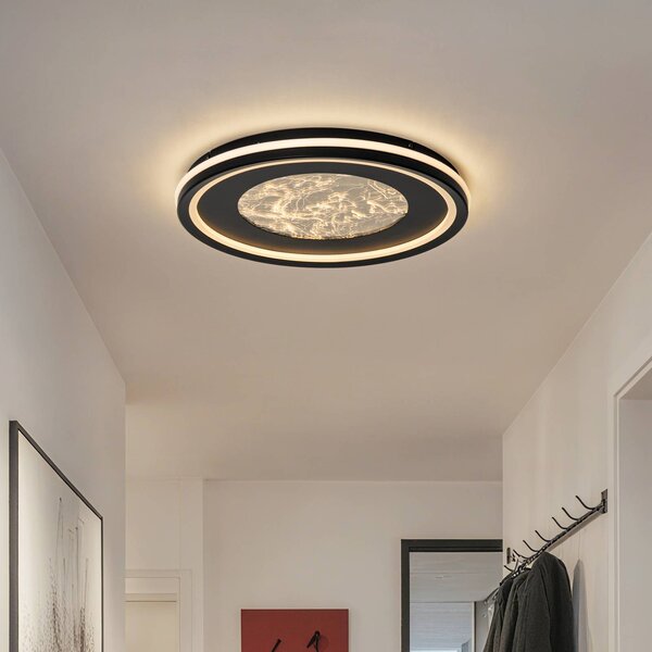Lucande stropné LED svetlo Tillian, čierna/zlatá, 50 cm, stmievateľné, Čierna, Obývacia izba / jedáleň, kov, Moderný