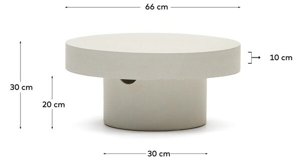 Betónový okrúhly záhradný odkladací stolík ø 66 cm Aiguablava – Kave Home