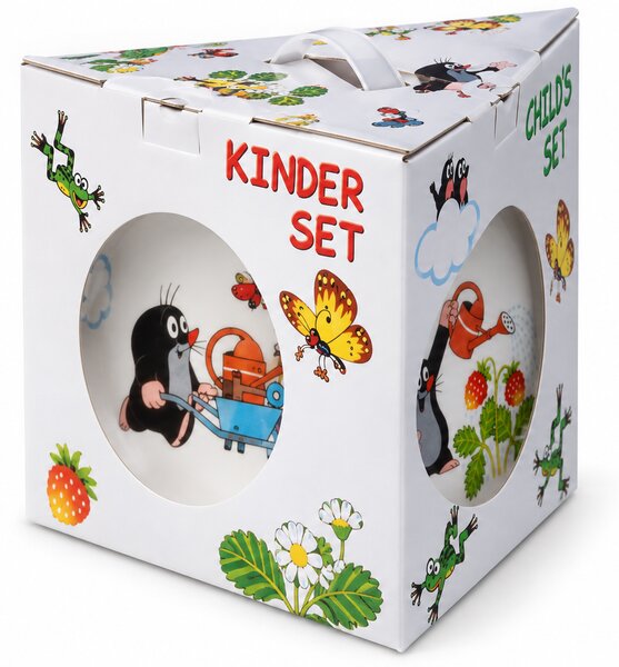 Detská porcelánová tanierová súprava Krtko – kačička, 3-dielna (Darčekové balenie)