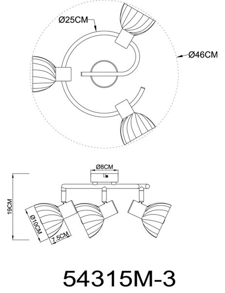 Globo ZACHERY 54315M-3 bodové stropné svietidlo E14