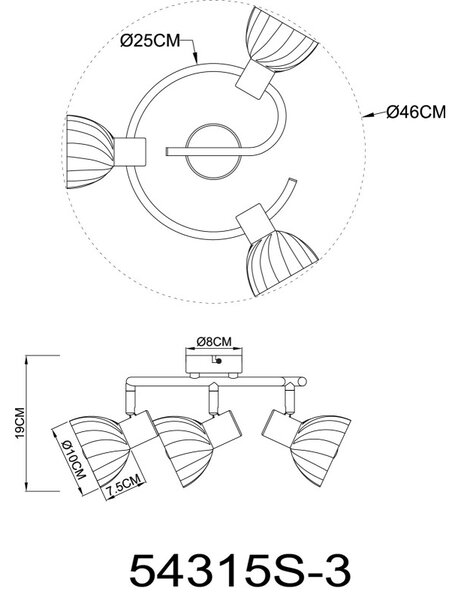 Globo ZACHERY 54315S-3 bodové stropné svietidlo E14