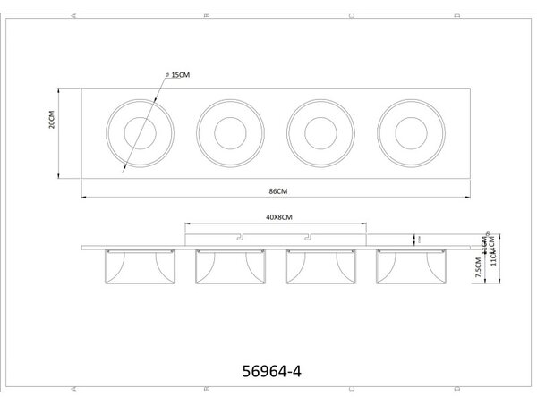 Globo RAYMOND 56964-4 LED bodové stropné svietidlo | 40W LED | 1900lm | 3000K