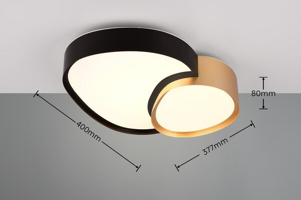 LED stropné svietidlo v čiernej a zlatej farbe 36x43.5 cm Rise – Trio