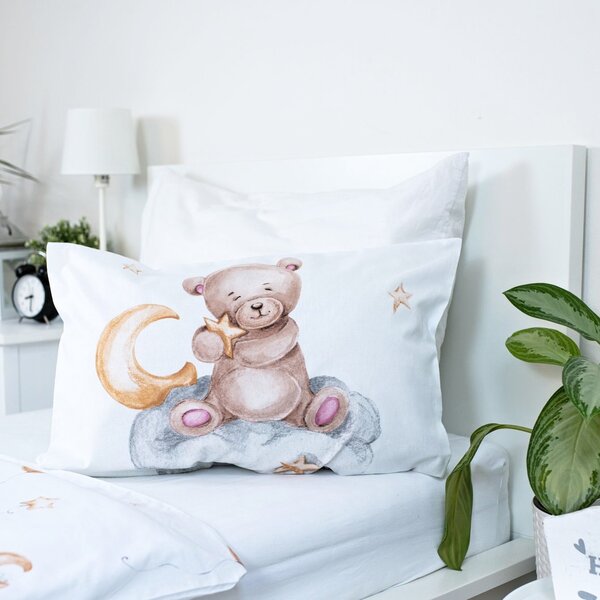 Obliečky do detskej postieľky Medvedík s balónikmi - 100% bavlna - 40x60 cm + 100x135 cm