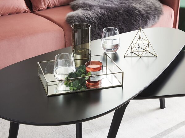 Ozdobný podnos strieborný kovový rám sklo so zrkadlovým efektom 30 x 20 cm obdĺžnikový elegantný