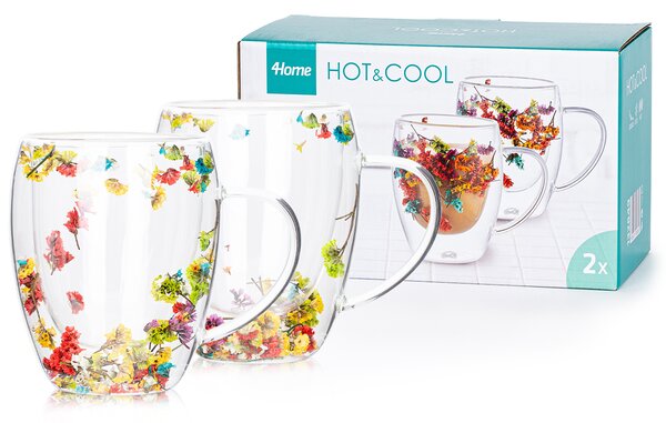 4Home Termo pohár Flowers Hot&Cool 350 ml, 2 ks