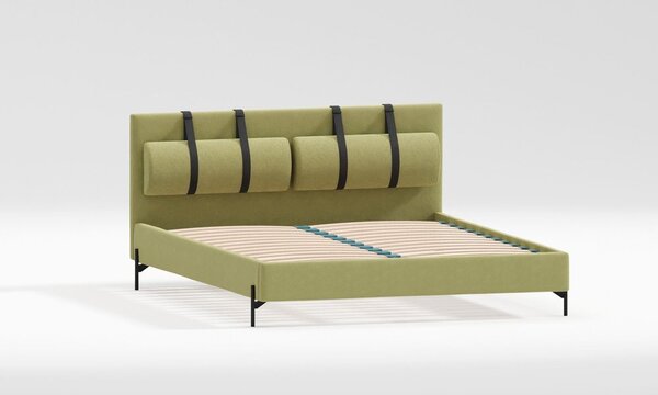 Svetlozelená čalúnená dvojlôžková posteľ s roštom 200x200 cm Tulsa – Ropez