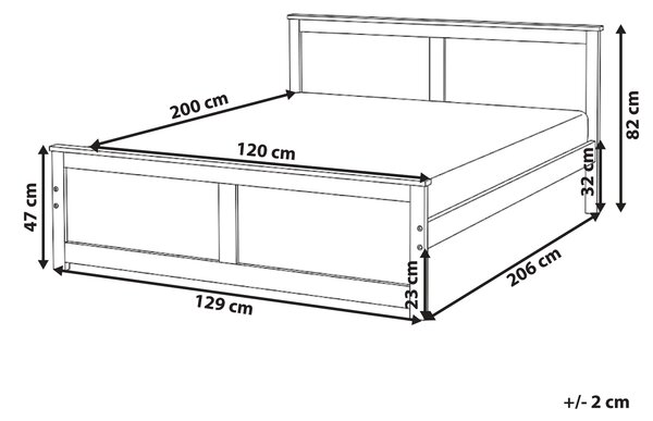 Drevená posteľ prírodné svetlé borovicové drevo MDF brezové drevo 120 x 200 cm rám postele s čelom