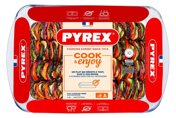 Skleněný pekáč PYREX 40x27cm/4,9l., borosilikát