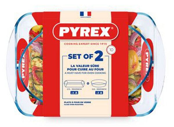 Súprava sklenených pekáčov PYREX 2ks 2200ml a 2700ml