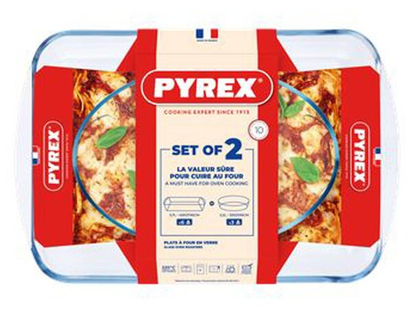 Súprava sklenených pekáčov PYREX 2ks 2200ml a 3700ml