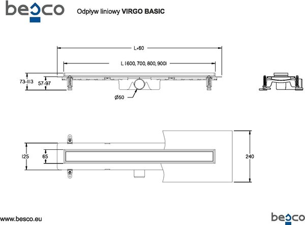 MAXMAX Odtokový žľab VIRGO BASIC DUO