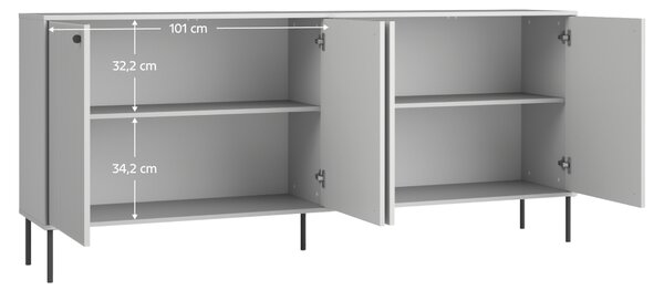 KONDELA Komoda, 4D, sivá, ARIS