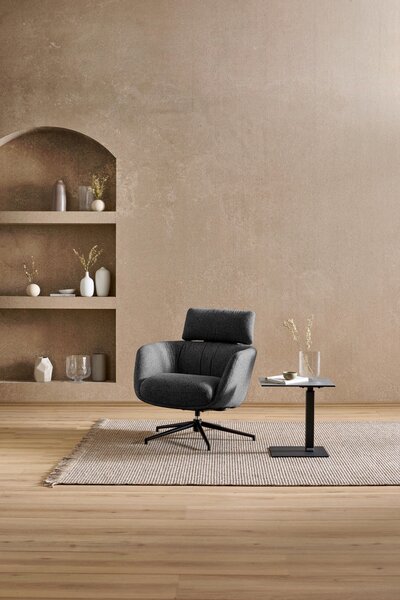 RELAXAČNÉ KRESLO, kov, textil, čierna, tmavosivá Dieter Knoll - Kreslá