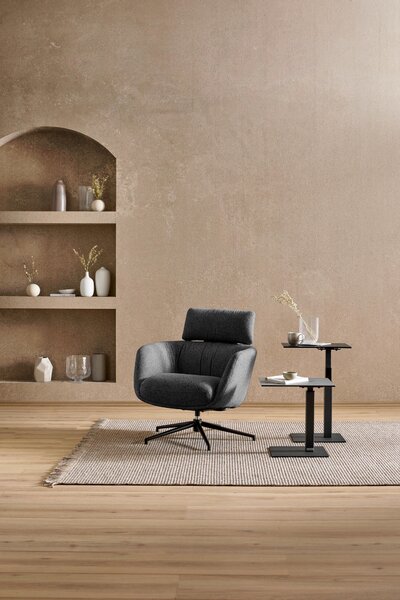 RELAXAČNÉ KRESLO, kov, textil, čierna, tmavosivá Dieter Knoll - Kreslá