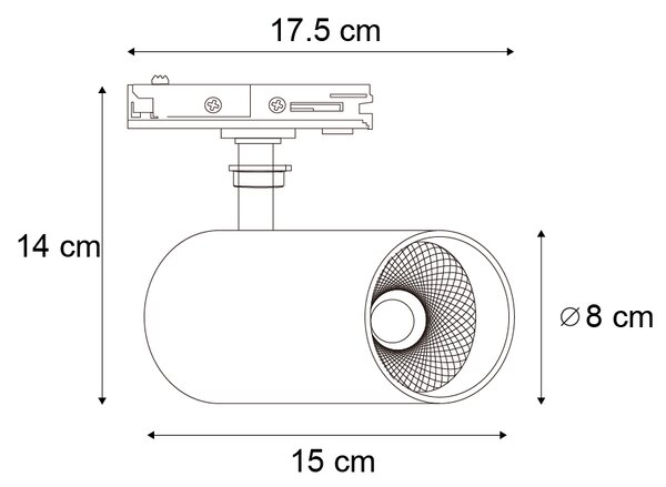 Moderný reflektor biely pre 1-fázový koľajnicový systém vrátane LED - Iconic Mark