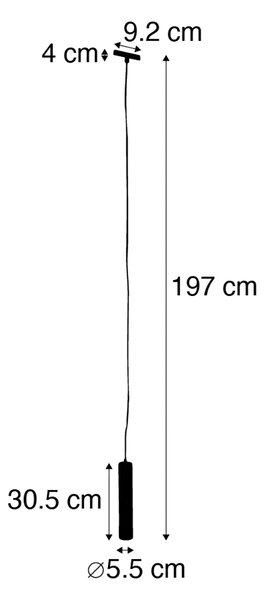 Dizajnové závesné svietidlo čierne vrátane adaptéra na koľajnicu 1-fázové - Slimline Tuba Small