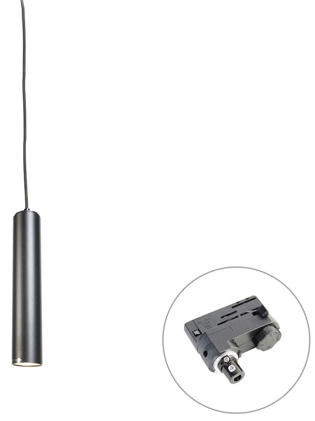 Dizajnové závesné svietidlo čierne vrátane adaptéru na lištu 3-fázové - 3-fázové Tuba Small
