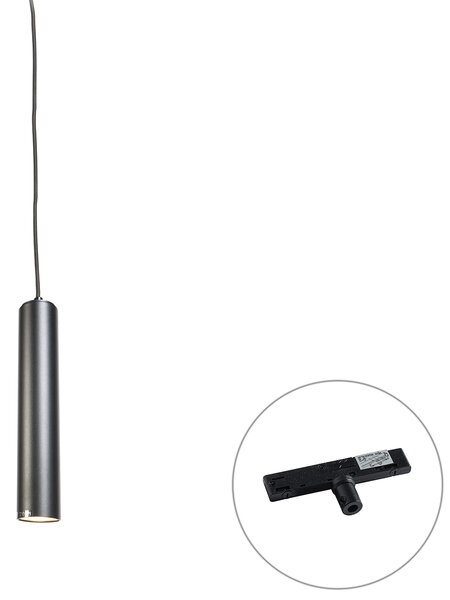 Dizajnové závesné svietidlo čierne vrátane adaptéra na koľajnicu 1-fázové - Slimline Tuba Small