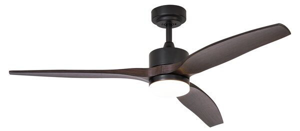 Stropný ventilátor čierny s drevenou potlačou 132 cm vrátane LED stmievateľný s diaľkovým ovládaním - Joly