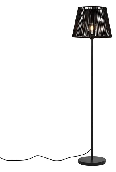 Vonkajšia stojaca lampa čierna s čiernym lanovým tienidlom IP44 - Virginia Jayla