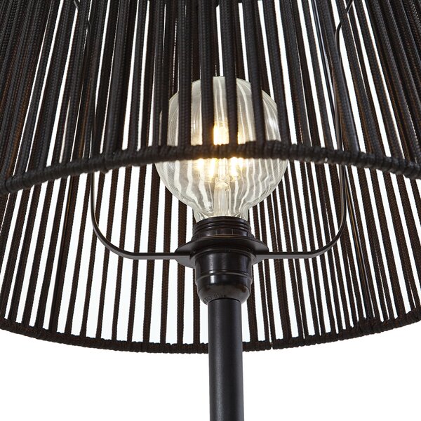 Vonkajšia stojaca lampa čierna s čiernym lanovým tienidlom IP44 - Virginia Jayla