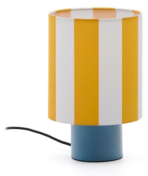 Žltá/modrá stolová lampa s textilným tienidlom (výška 25 cm) Ciral – Kave Home