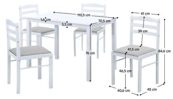 Kondela Jedálenský set 1+4, biela/béžovosivá, SOMIN