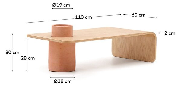 Okrúhly konferenčný stolík v dekore duba v prírodnej farbe 60x110 cm Olaria – Kave Home