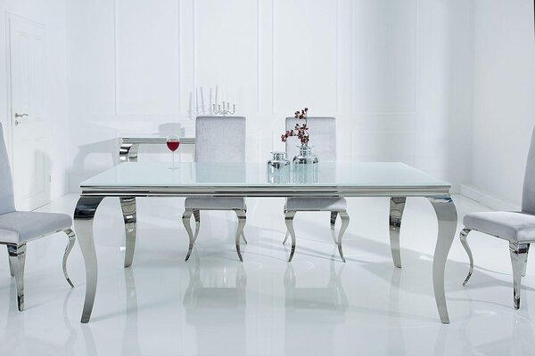 Jedálenský stôl Rococo 180 cm biela / strieborná