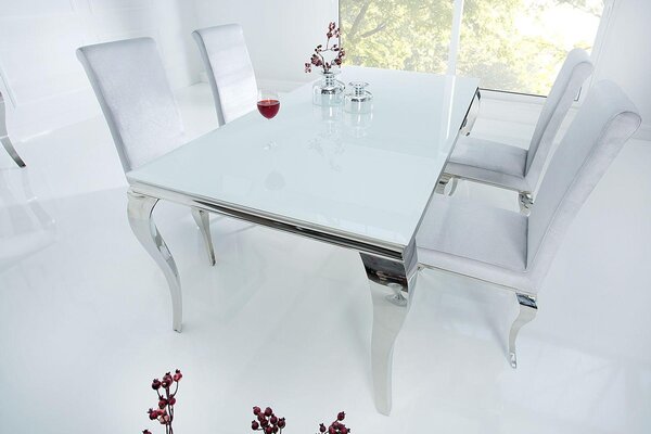 Jedálenský stôl Rococo 180 cm biela / strieborná