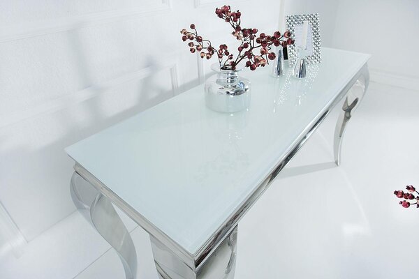 Dizajnová konzola Rococo 145cm biela / strieborná