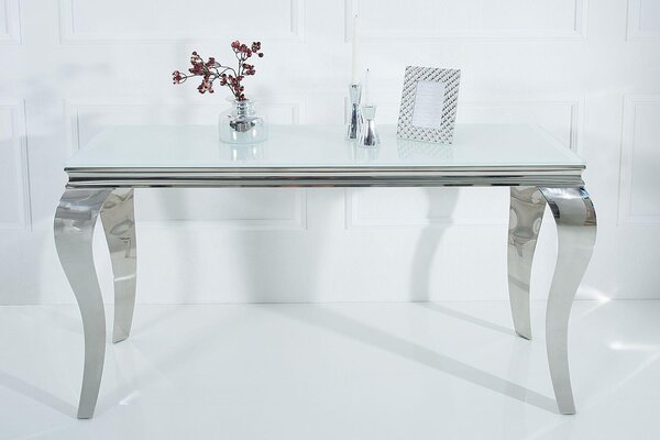 Dizajnová konzola Rococo 145cm biela / strieborná