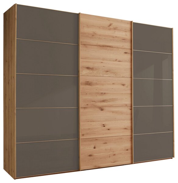 ŠAT. SKRIŇA S POSUV. DVERAMI, dub, tmavohnedá, dub bianco, 300/217/67 cm Linea Natura - Skrine