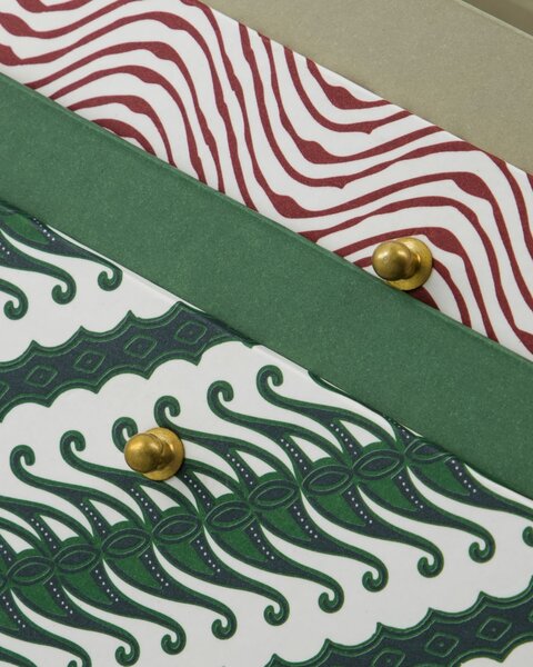 Úložný kartónový box Red/Green Červený