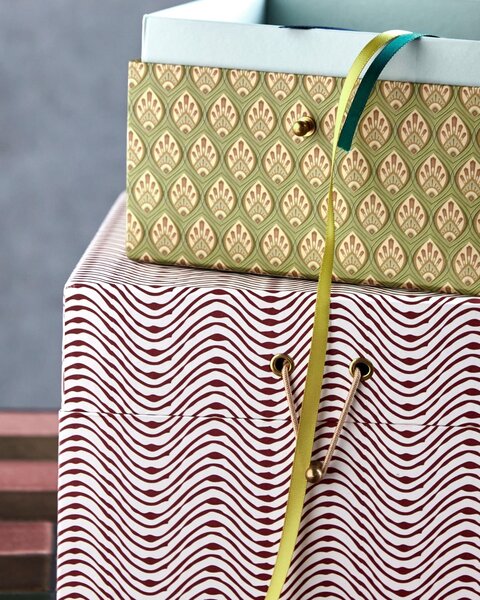 Úložný kartónový box Red/Khaki Zelený