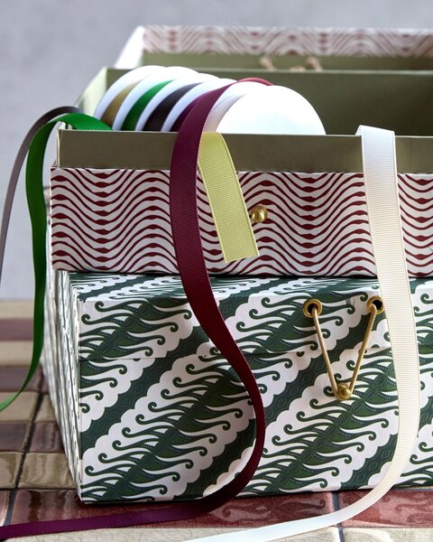 Úložný kartónový box Red/Green Červený