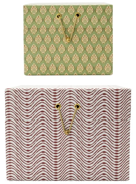 Úložný kartónový box Red/Khaki Zelený