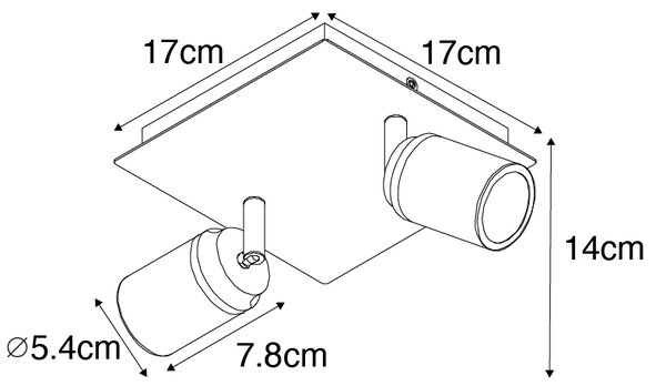Inteligentné kúpeľňové bodové svietidlo biele štvorcové 2-svetelné IP44 vrátane 2 Wifi GU10 50mm - Ducha