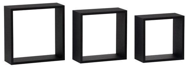 Set troch nástenných políc čierne P-008 BK (3 ks)